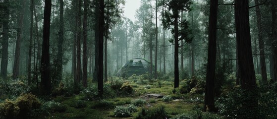 Mysterious forest with nature's serene beauty.