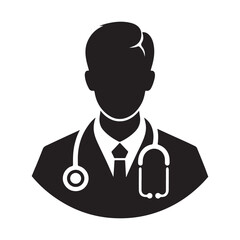 Vector Doctor Silhouette Medical Illustration, 
Vector Doctor Silhouette Black and White Illustration, 
Doctor Vector Icon Medical Worker Concept .