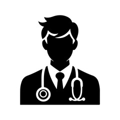 Vector Doctor Silhouette Medical Illustration, 
Vector Doctor Silhouette Black and White Illustration, 
Doctor Vector Icon Medical Worker Concept .