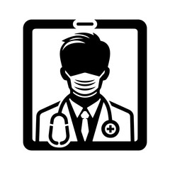 Vector Doctor Silhouette Medical Illustration, 
Vector Doctor Silhouette Black and White Illustration, 
Doctor Vector Icon Medical Worker Concept .