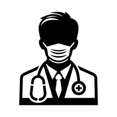 Vector Doctor Silhouette Medical Illustration, 
Vector Doctor Silhouette Black and White Illustration, 
Doctor Vector Icon Medical Worker Concept .