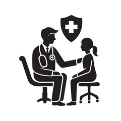 Vector Doctor Silhouette Medical Illustration, 
Vector Doctor Silhouette Black and White Illustration, 
Doctor Vector Icon Medical Worker Concept .