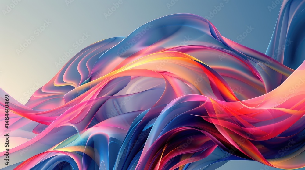 Poster abstract flowing fabric with vibrant color tones. dynamic textile design. background image of swirli