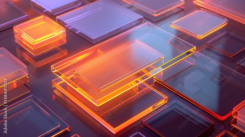 Aufkleber abstract digital interface with orange and white elements. digital artwork of macro photograph of mo