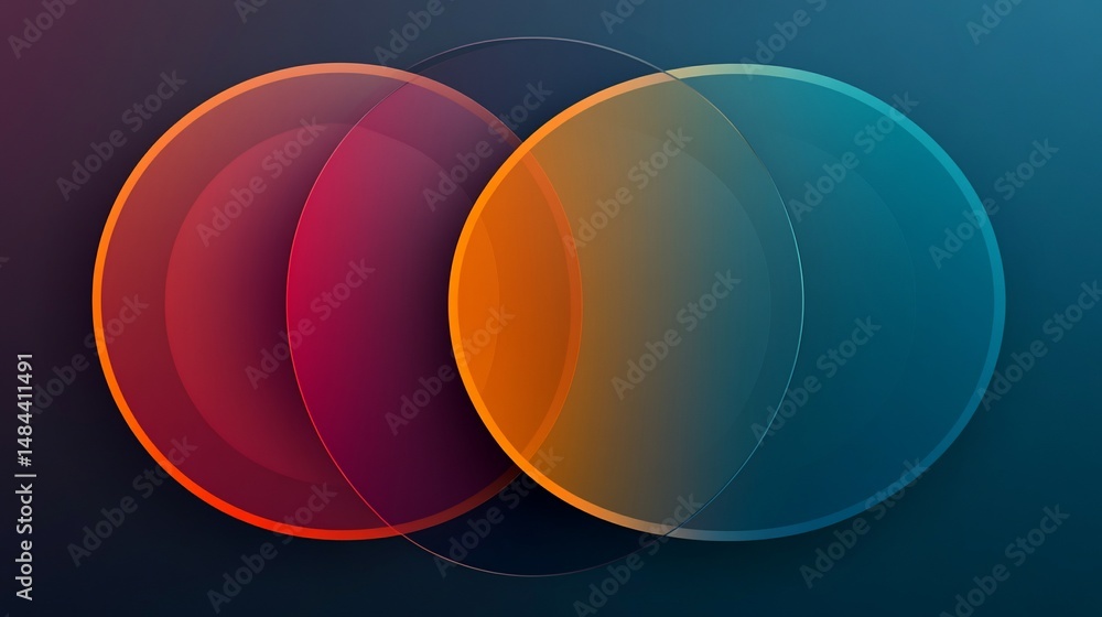 Poster overlapping circles gradient abstract background with vibrant colors