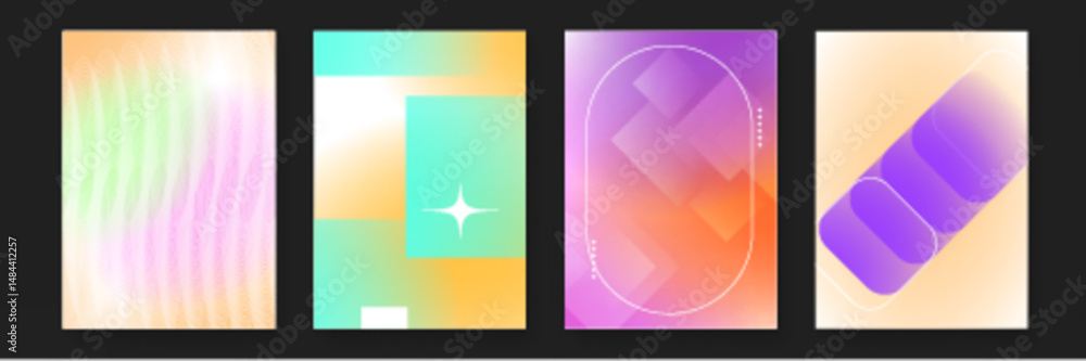 Aufkleber four gradient backgrounds with abstract shapes suitable for graphic design projects, website backgro