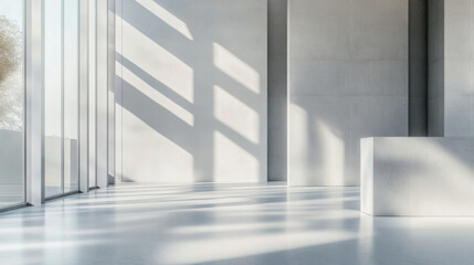 Fototapeta premium Sunlit art space hall with modern architecture design