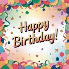 Happy birthday card vector illustration with colorful balloons for a fun celebration