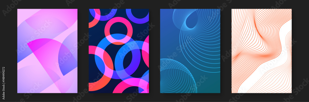 Aufkleber four dynamic abstract backgrounds featuring intricate geometric patterns. ideal for digital design p