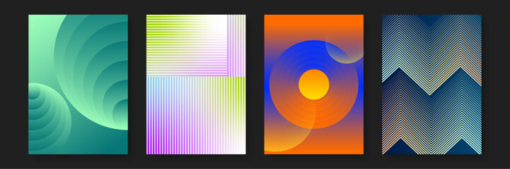 Four abstract backgrounds with colorful gradient colors. Great for digital designs, presentations, posters, social media graphics, and website backgrounds.