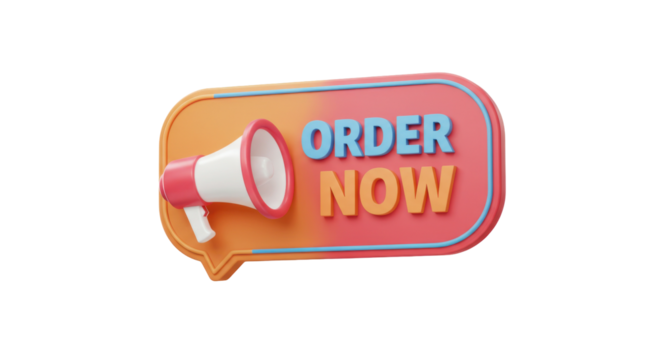 Glossy red "Order Now" button illustration – bold white text on a shiny badge – isolated graphic for web, apps, or digital marketing – ideal call-to-action element for promotions