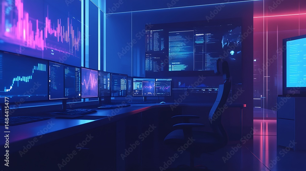 Aufkleber cybersecurity control center operates with advanced technology and real-time data analysis a hub for