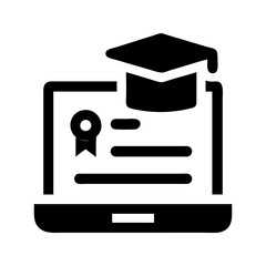 Digital certificate award icon. Certificate with checkmark verifying online skills.