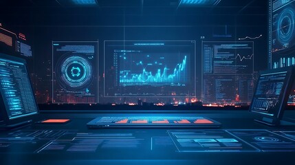 Cybersecurity data center operates with advanced monitoring systems analyzing global network activity a hub for threat detection response driving the security concept.