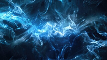 Obraz premium Dynamic digital wave with blue and orange light particles. Digital art for design with glowing orange and colorful color glittering star. Nebula or galaxy texture with starry sky and planet. AIG53.