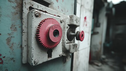 Rusty Lock on Abandoned Factory Door