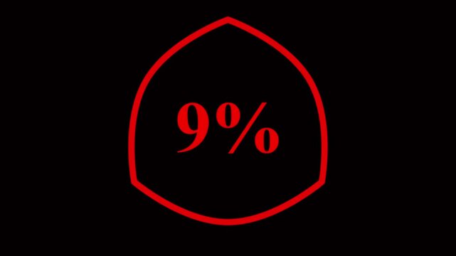 9% taxt Animation of glowing neon Pink and blue color number text animation . pink and blue neon number Four, symbol, technology, text