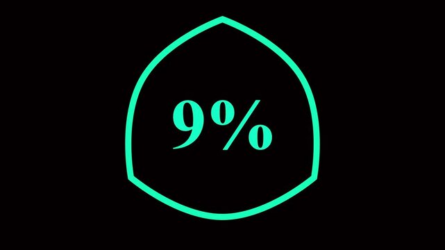 9% taxt Animation of glowing neon Pink and blue color number text animation . pink and blue neon number Four, symbol, technology, text