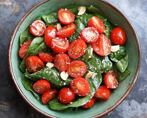 Spinach and cherry tomato salad