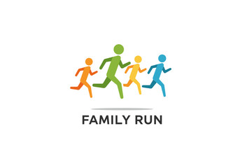 Colorful Family Running Figures in Motion Logo Design