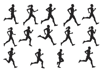 Dynamic Silhouettes of Runners in Motion A Collection of Active Poses