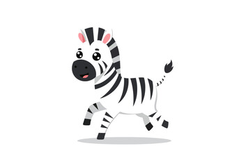 Joyful Cartoon Zebra in MidStride Large Eyes Playful Pose