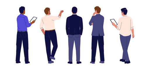 Illustration set of Businessman Back View in Office Attire. Illustrations for websites, landing pages, mobile apps, posters and banners