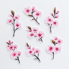 Sticker Design of Pink Cherry Blossoms
