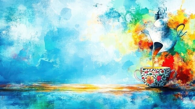 Vibrant horizon abstract landscape digital painting artistic col