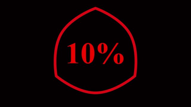 10% taxt Animation of glowing neon Pink and blue color number text animation . pink and blue neon number Four, symbol, technology, text