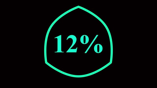 12% taxt Animation of glowing neon Pink and blue color number text animation . pink and blue neon number Four, symbol, technology, text