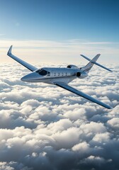 Obraz premium Private Jet Soaring Above Serene Cloudscape: An Elegant Aerial View