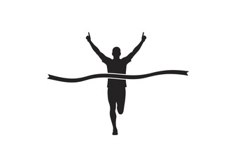Silhouette of a Runner Crossing the Finish Line in Triumph