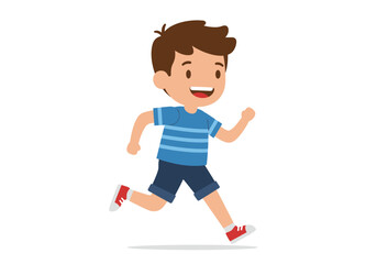 Animated Boy Running with Joyful Expression
