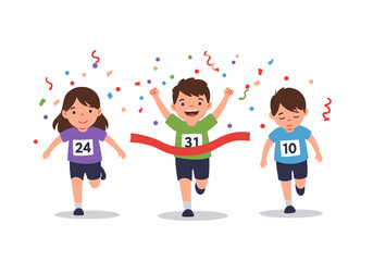Children Celebrating a Race with Winners and Losers