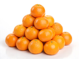 Oranges whitebackground Fresh oranges stacked pyramid shape, showcasing their vibrant orange color and smooth texture, evoke sense of freshness