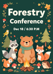 Fototapeta premium Forestry Conference Autumn Gathering Dec 18 Evening Campfire Animals