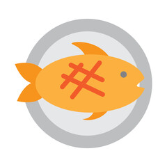 Fish Fried Vector Flat Icon Design