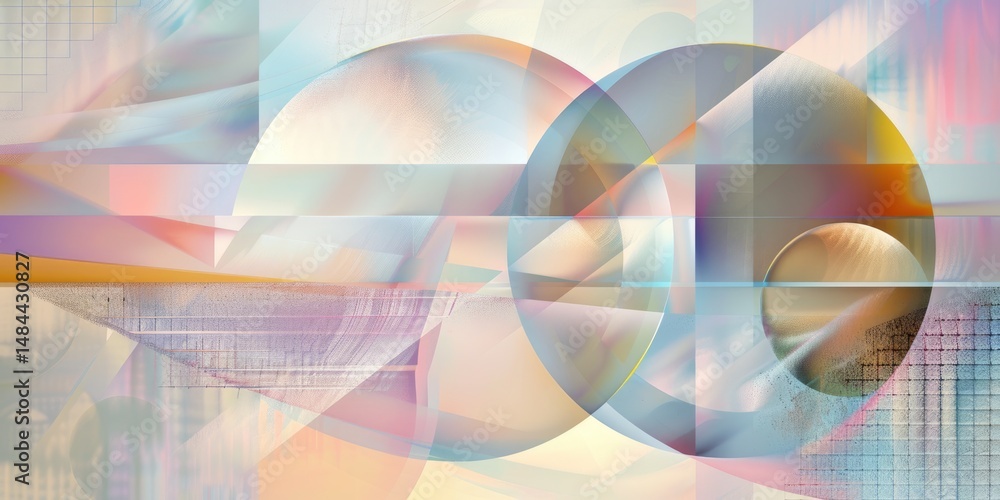 Poster abstract circle geometric shapes effect on surface of digital cyber design express scene of cyberspa