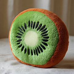 Handmade Kiwi Fruit Plush with Detailed Seed Stitching
