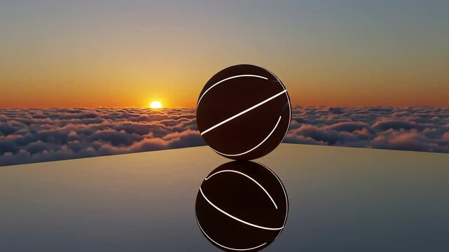 Basketball Sunset Reflection: Above the Clouds