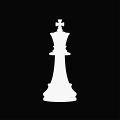 Minimalistic White Chess King Isolated on Black Background