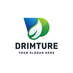 Letter D natural gradient logo, Initial letter D vector icon illustration