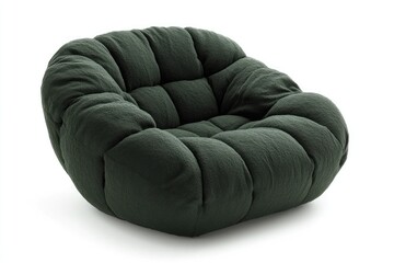 Deep-seated, rounded, plush armchair