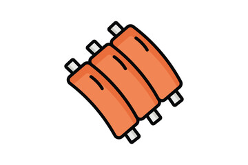 Ribs icon. colored outline icon style. icon related to food. meat elements vector illustration