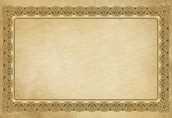 Grunge aged paper texture with elegant vintage frame.