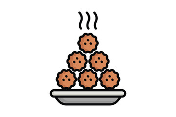 Meatball icon. colored outline icon style. icon related to ground meat. food elements vector illustration