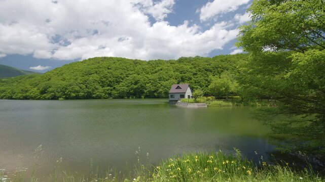 宮城県七ヶ宿町 長老湖の風景 Scenery of Lake Choro in Shichikashuku Town, Miyagi Prefecture
