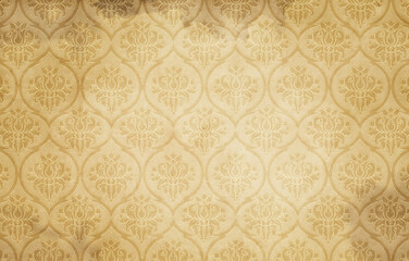 Old beige grunge paper texture with old-fashioned ornament.