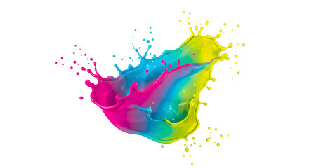 Transparent Splash of vivid pink and yellow with dynamic liquid motion
